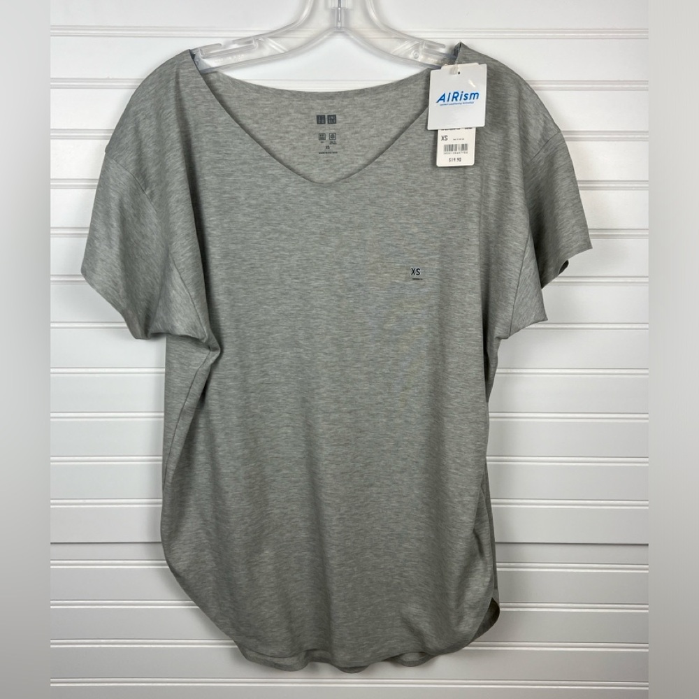 Gray Airism SOFT V-Neck Women's Top XS